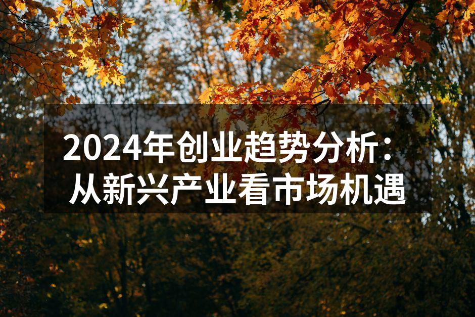 2024年创业趋势分析：从新兴产业看市场机遇